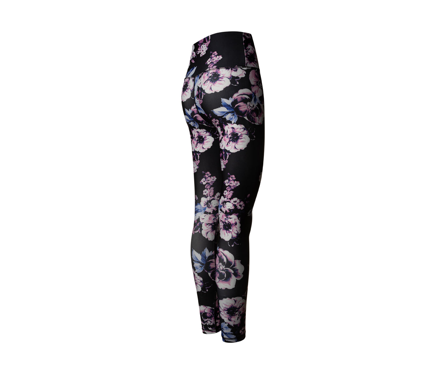 Die 334 High Waist Leggings von Lismina bieten Bewegungsfreiheit in Schwarz, Blau und Rosa mit floralem Design.